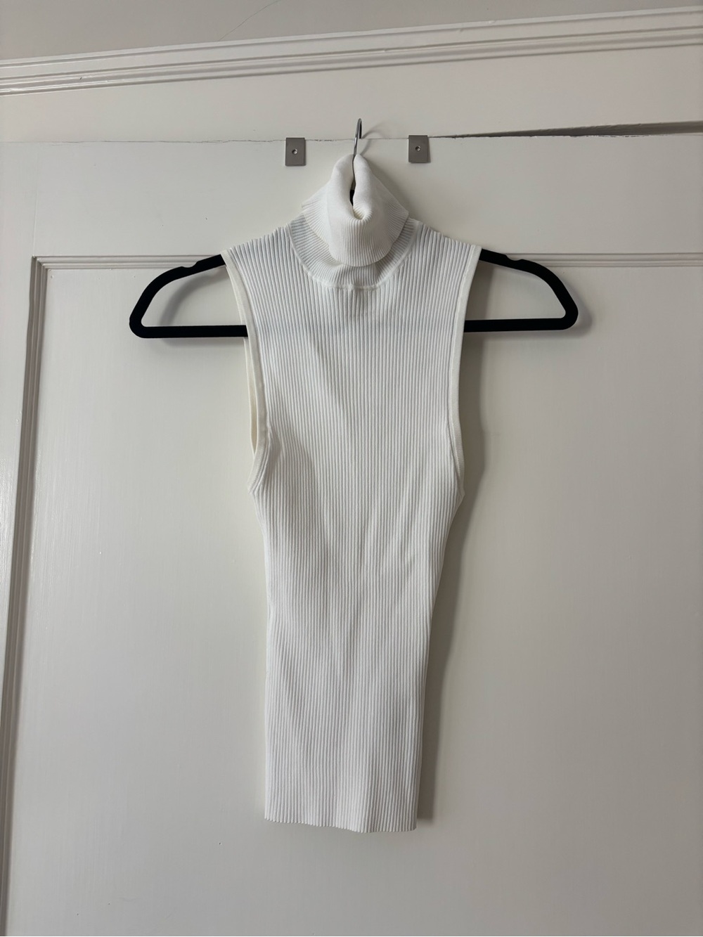 A.L.C. Sleeveless Ribbed Turtleneck Tank - White